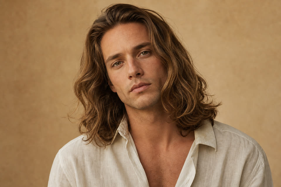AI hairstyle try-on example: Long Flow